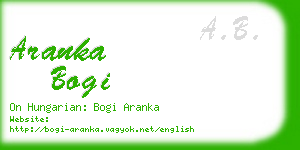 aranka bogi business card
